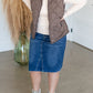 Anya Raw Hem Midi Denim Skirt Skirts Inherit Co.
