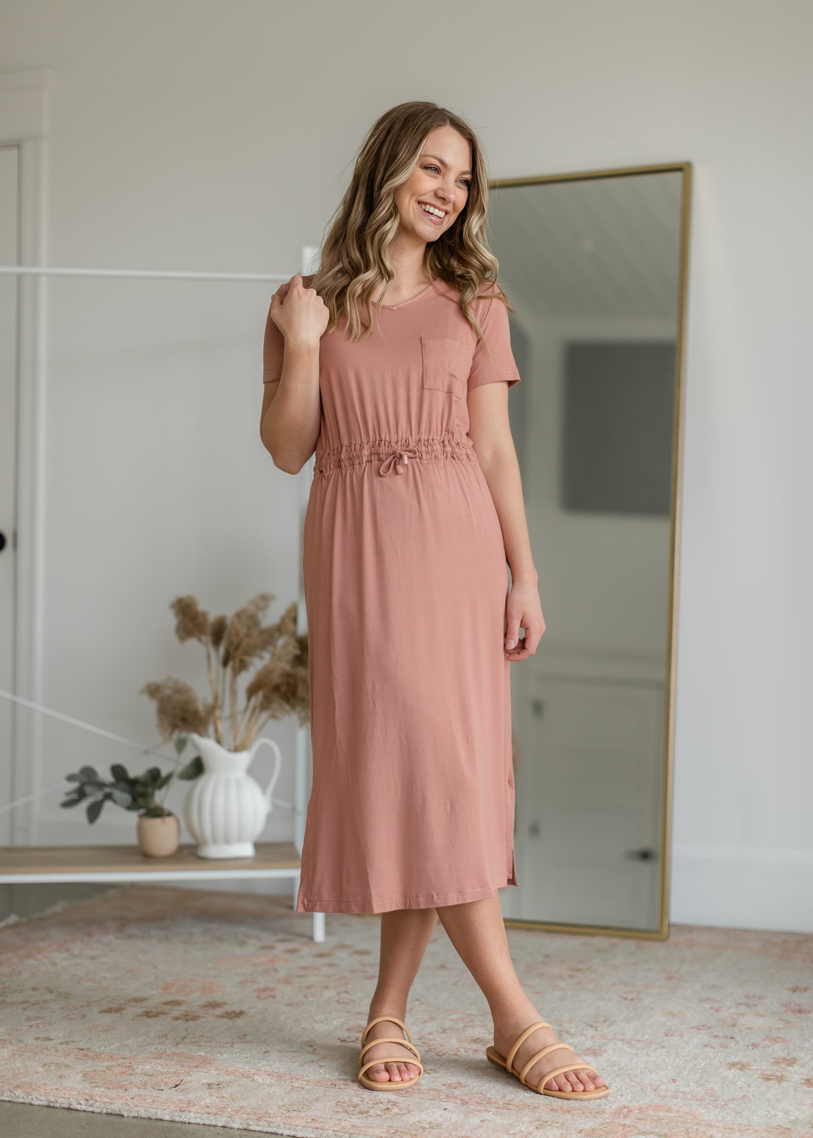 Ashley Stretch Waist Midi Dress Dresses Inherit Co.