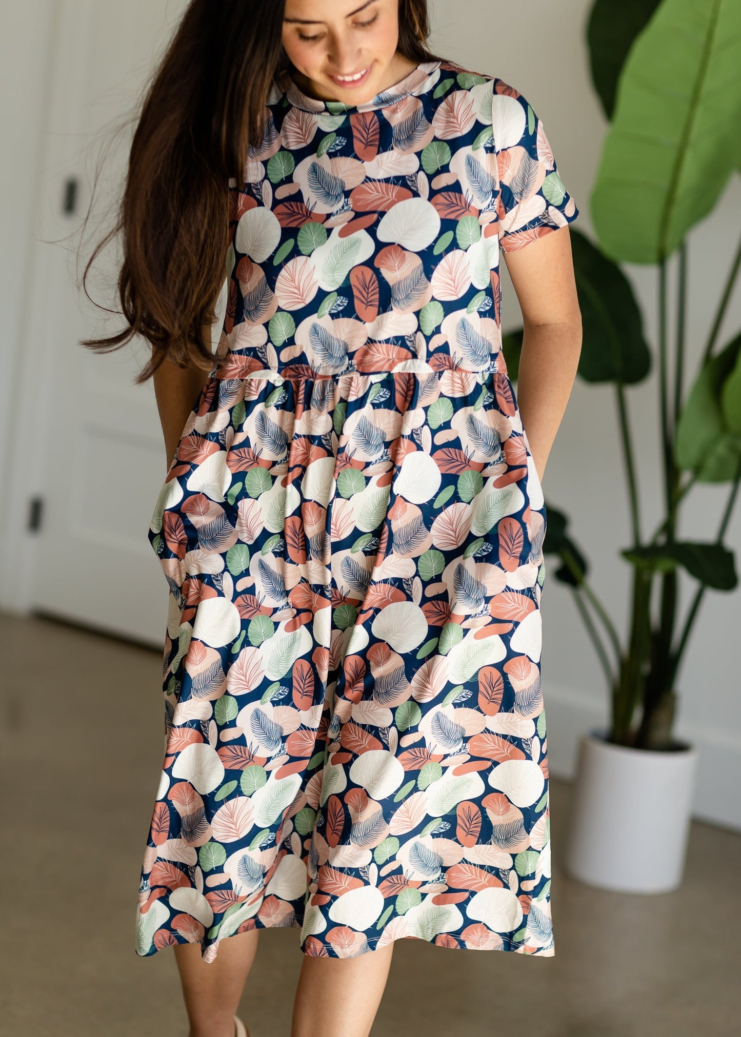 Aspen Leaf Print Midi Dress - FINAL SALE Dresses