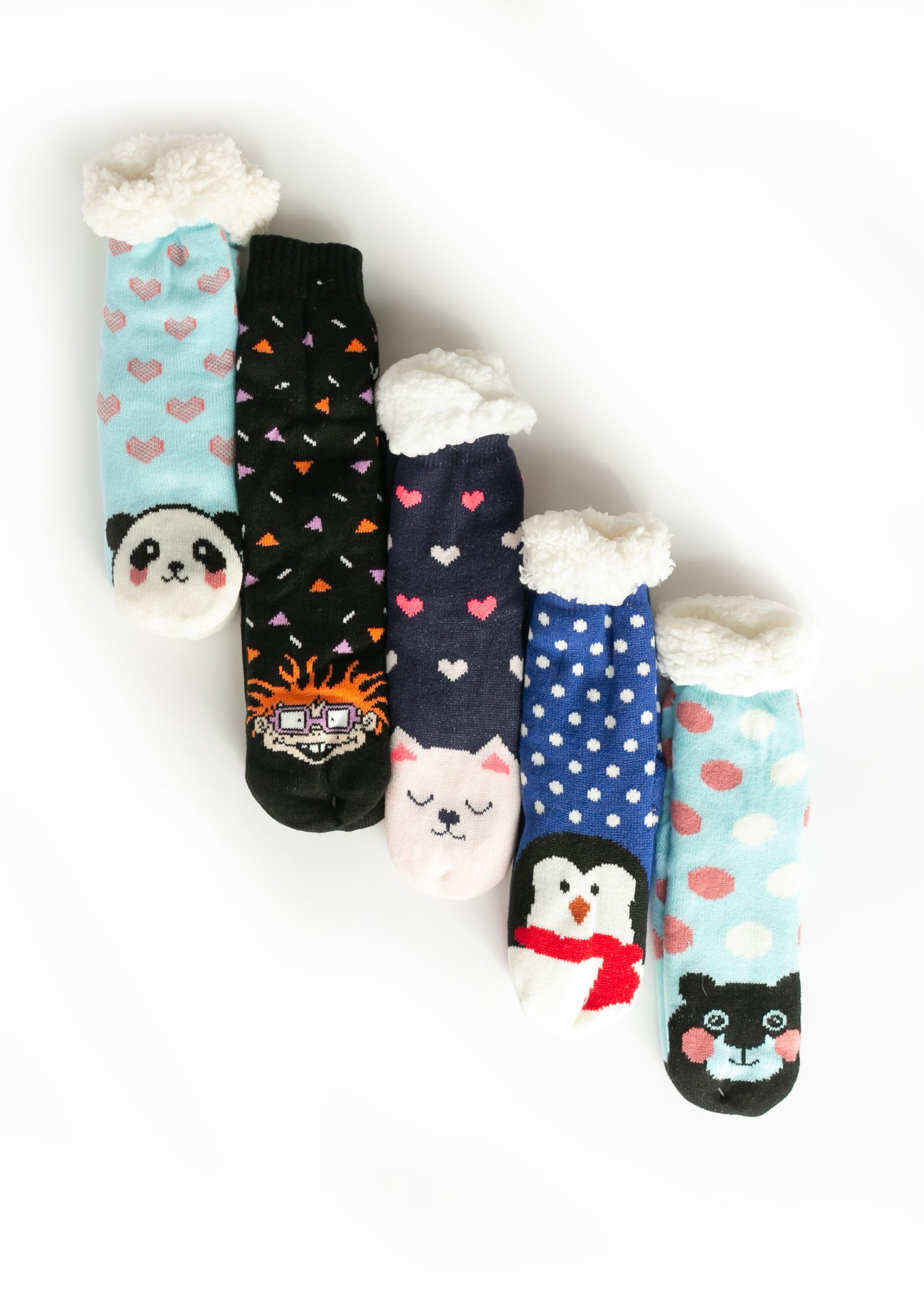 Assorted Fuzzy Holiday Slipper Socks Accessories Blue