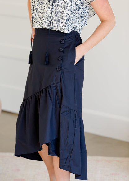 Asymmetrical Button Down Midi Skirt - FINAL SALE Skirts