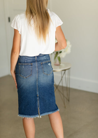 Asymmetrical Denim Midi Skirt - FINAL SALE Skirts