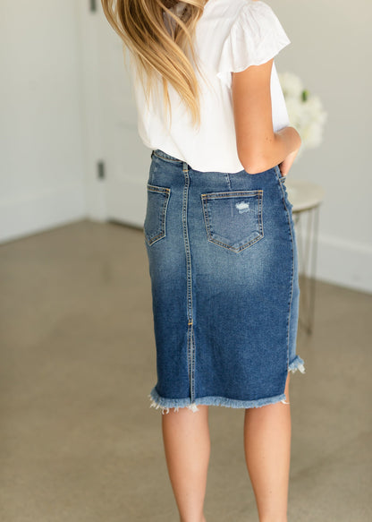 Asymmetrical Denim Midi Skirt - FINAL SALE Skirts