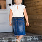 Girls asymmetrical denim jean skirt