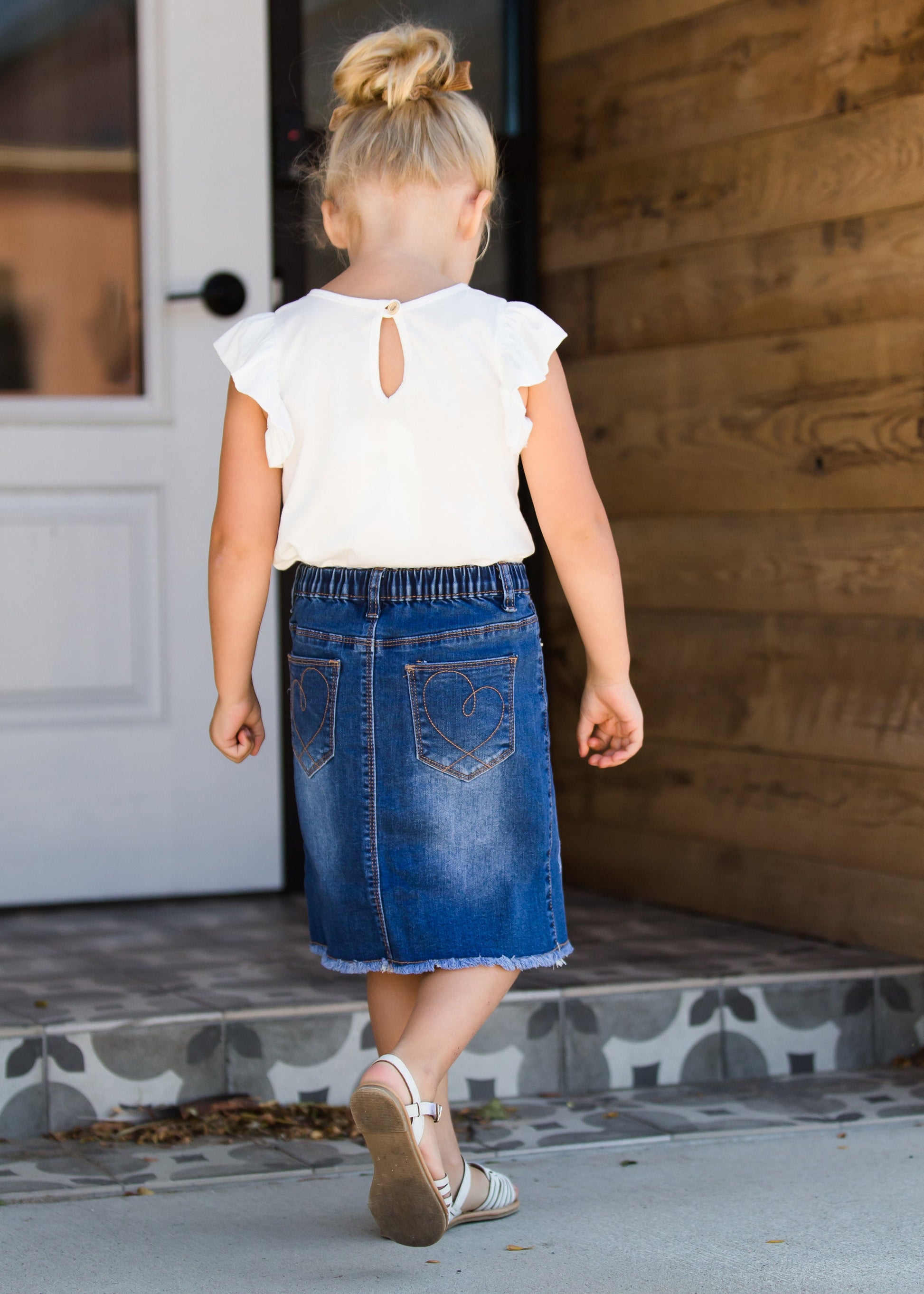 Girls asymmetrical denim jean skirt