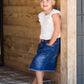 Girls asymmetrical denim jean skirt