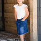 Girls asymmetrical denim jean skirt