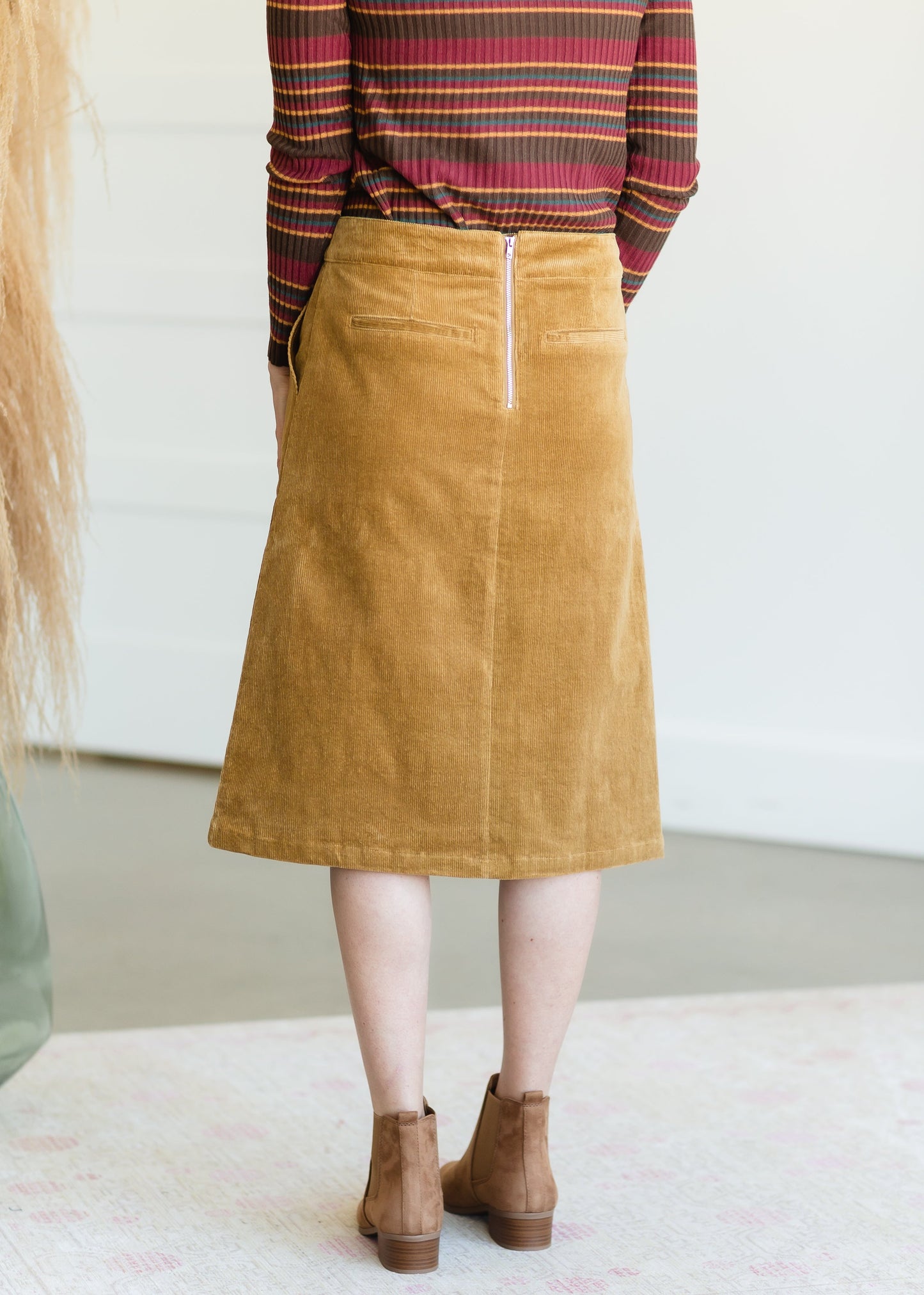 Aubrey Corduroy Back Zip Midi Skirt - FINAL SALE Skirts