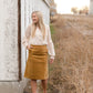 Aubrey Corduroy Back Zip Midi Skirt - FINAL SALE Skirts Inherit Co.