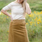 Aubrey Corduroy Back Zip Midi Skirt Skirts Inherit Co.