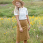 Aubrey Corduroy Back Zip Midi Skirt Skirts Inherit Co.