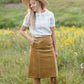 Aubrey Corduroy Back Zip Midi Skirt Skirts Inherit Co.