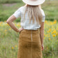 Aubrey Corduroy Back Zip Midi Skirt Skirts Inherit Co.