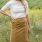 Aubrey Corduroy Back Zip Midi Skirt Skirts Inherit Co.