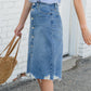 Avri Button Up Distressed Midi Jean Skirt - FINAL SALE Skirts
