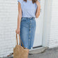 Avri Button Up Distressed Midi Jean Skirt - FINAL SALE Skirts