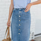 Avri Button Up Distressed Midi Jean Skirt - FINAL SALE Skirts
