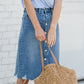Avri Button Up Distressed Midi Jean Skirt - FINAL SALE Skirts