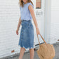 Avri Button Up Distressed Midi Jean Skirt - FINAL SALE Skirts