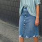 Avri Button Up Distressed Midi Jean Skirt - FINAL SALE Skirts
