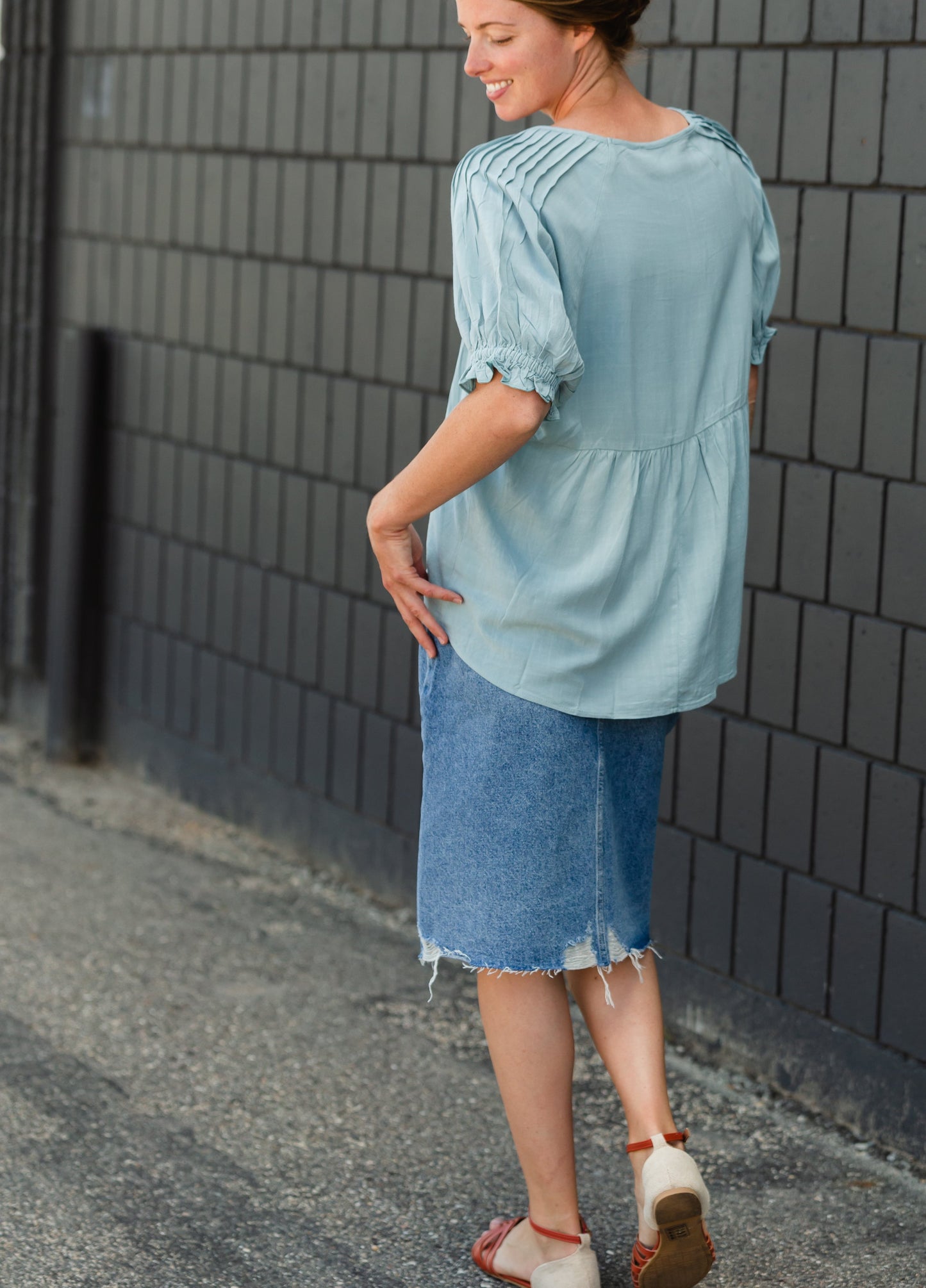 Avri Button Up Distressed Midi Jean Skirt - FINAL SALE Skirts