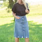 Avri Button Up Distressed Midi Jean Skirt - FINAL SALE Skirts