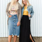 Avri Button Up Distressed Midi Jean Skirt - FINAL SALE Skirts