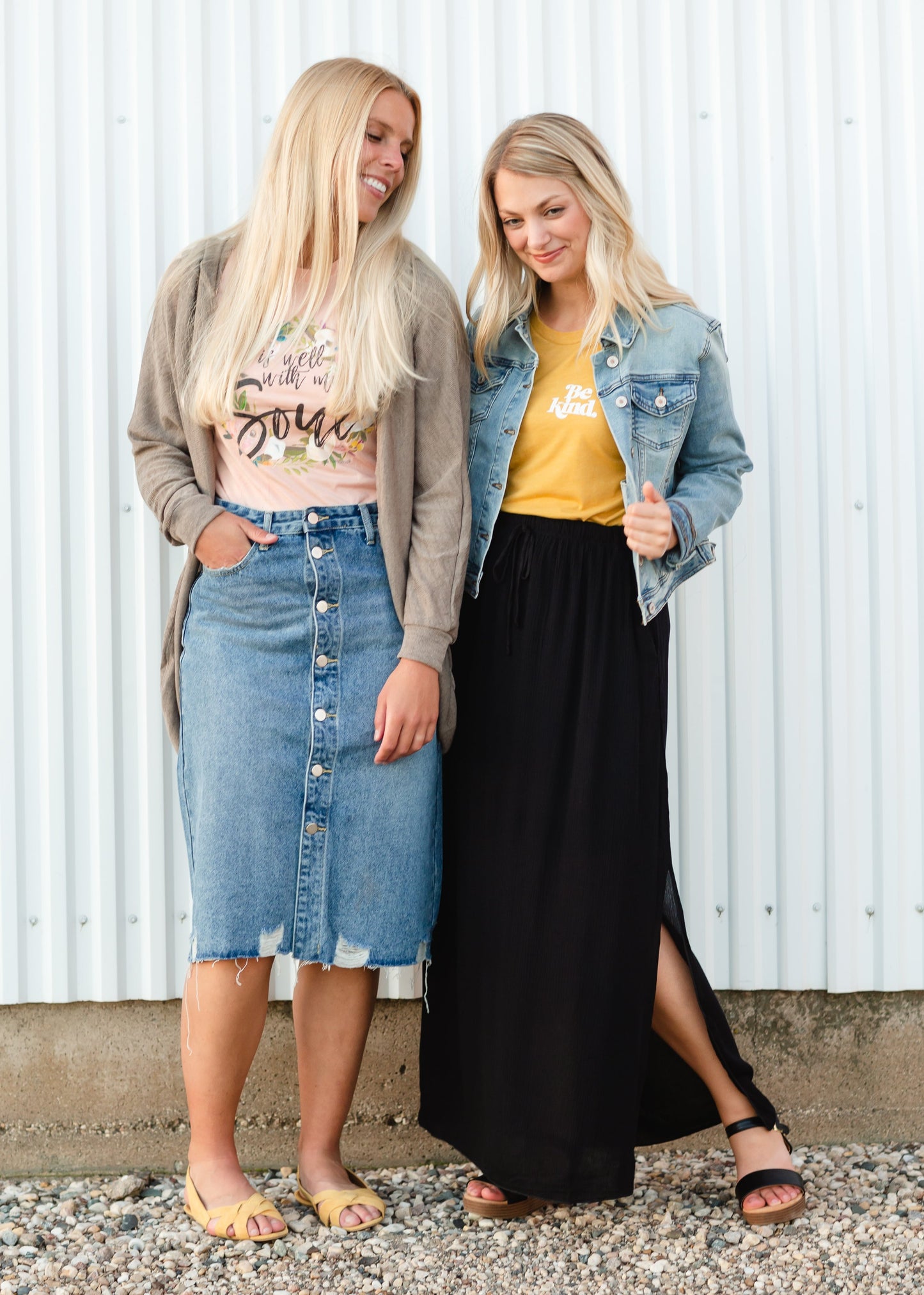 Avri Button Up Distressed Midi Jean Skirt - FINAL SALE Skirts