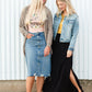 Avri Button Up Distressed Midi Jean Skirt - FINAL SALE Skirts