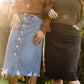 Avri Button Up Distressed Midi Jean Skirt - FINAL SALE Skirts