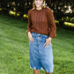 Avri Button Up Distressed Midi Jean Skirt - FINAL SALE Skirts