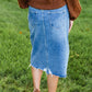 Avri Button Up Distressed Midi Jean Skirt - FINAL SALE Skirts