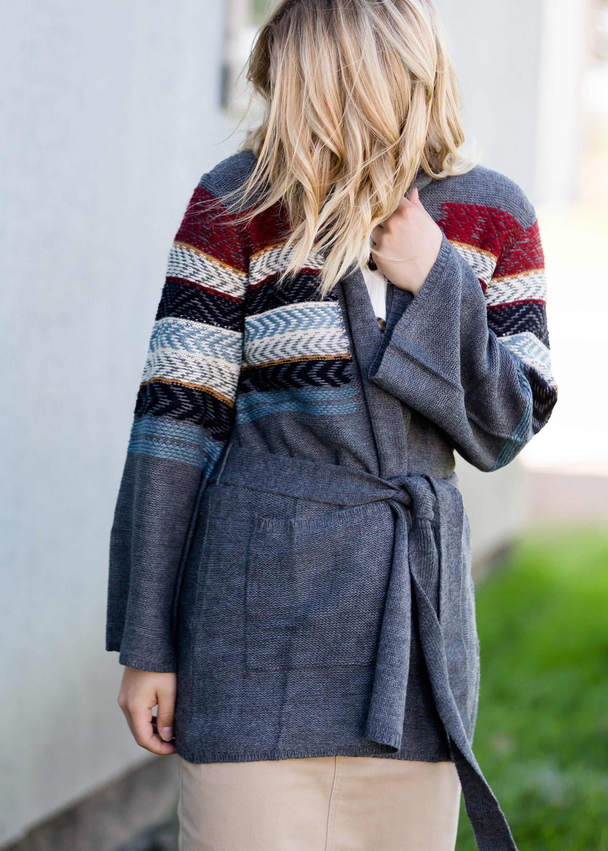 Aztec Belted Long Sleeve Cardigan - FINAL SALE Layering Essentials