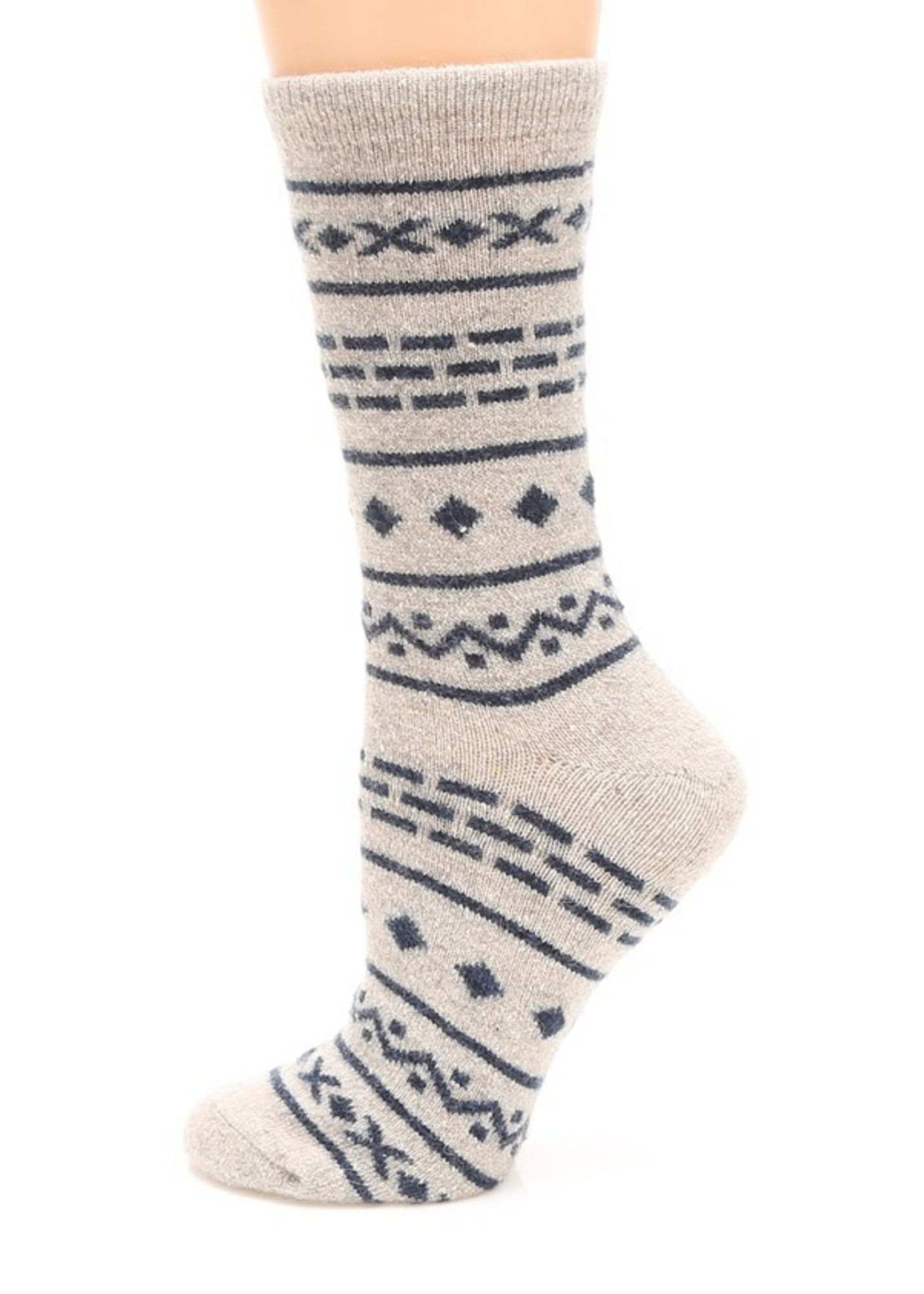 Aztec Crew Length Socks Accessories MirMaru Ivory