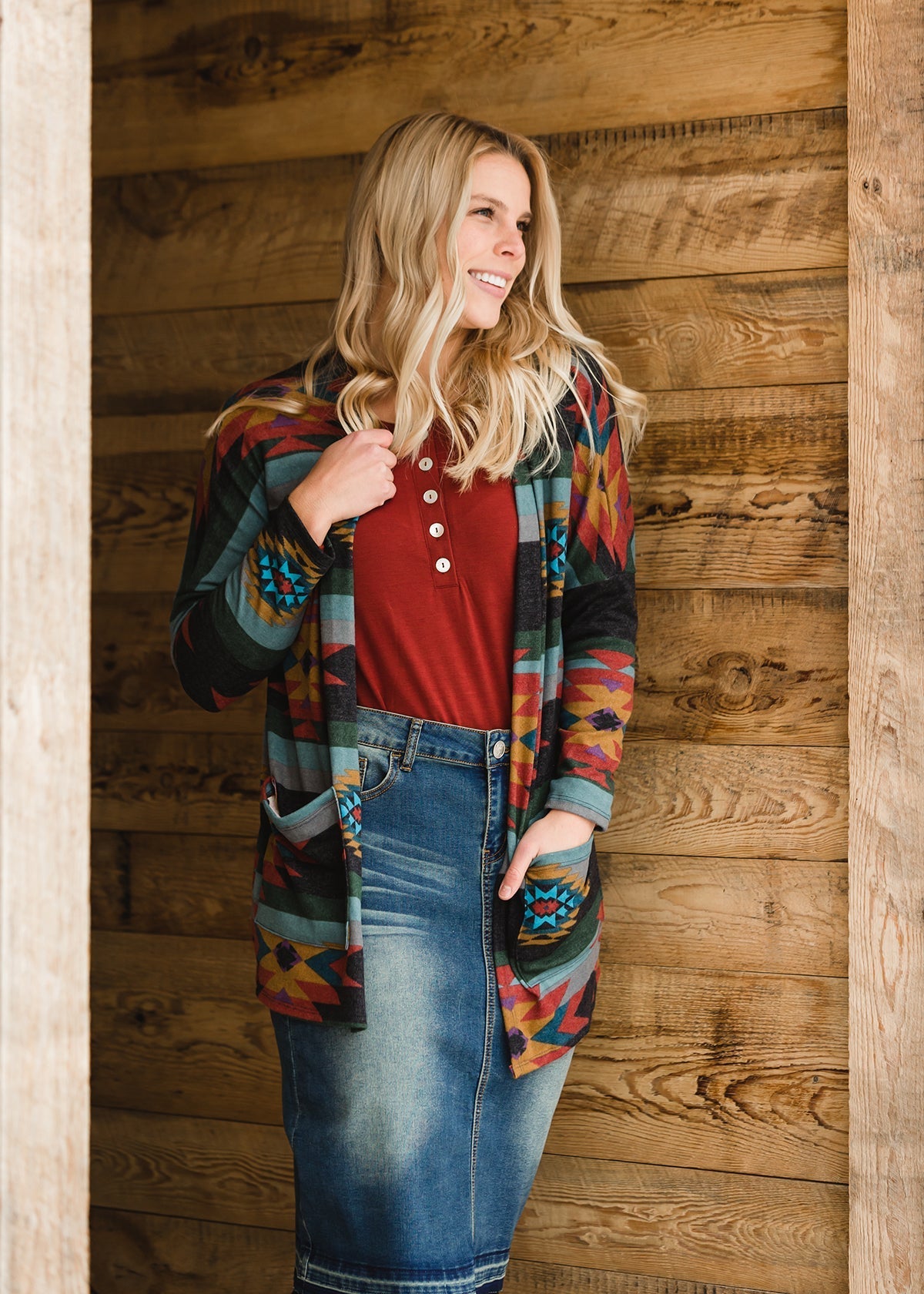 Aztec Tribal Print Open Cardigan - FINAL SALE Layering Essentials