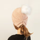 Back Bun/Ponytail Pom Pom Hat - FINAL SALE Accessories Blush