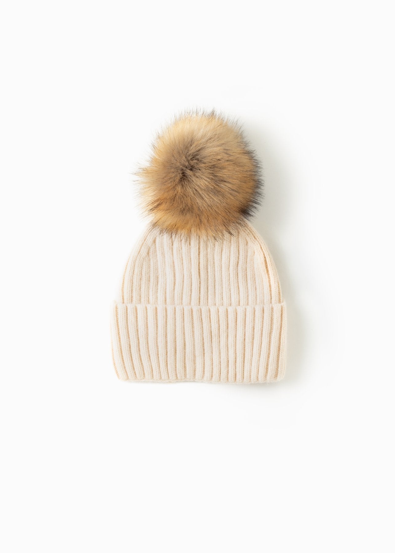 Back Bun/Ponytail Pom Pom Hat - FINAL SALE Accessories Ivory