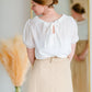 Back Tie Puff Sleeve Blouse Shirt Grade & Gather