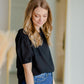 Back Tie Puff Sleeve Blouse Shirt Grade & Gather