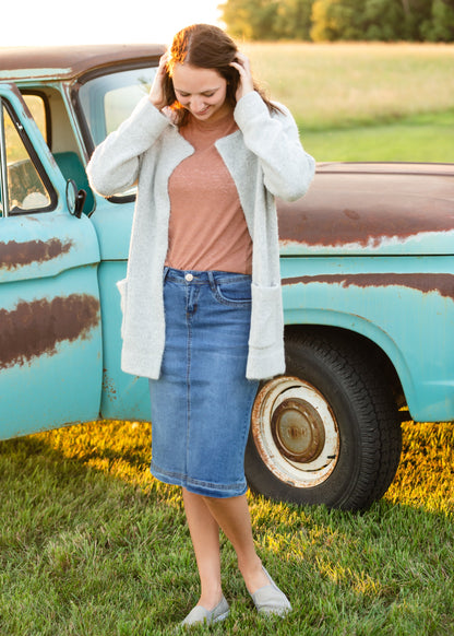 Bailee Triple Stitch Midi Denim Jean Skirt - FINAL SALE Skirts