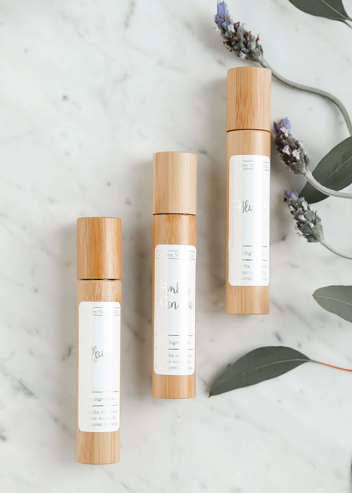 Bamboo all natural essential oil roller ball