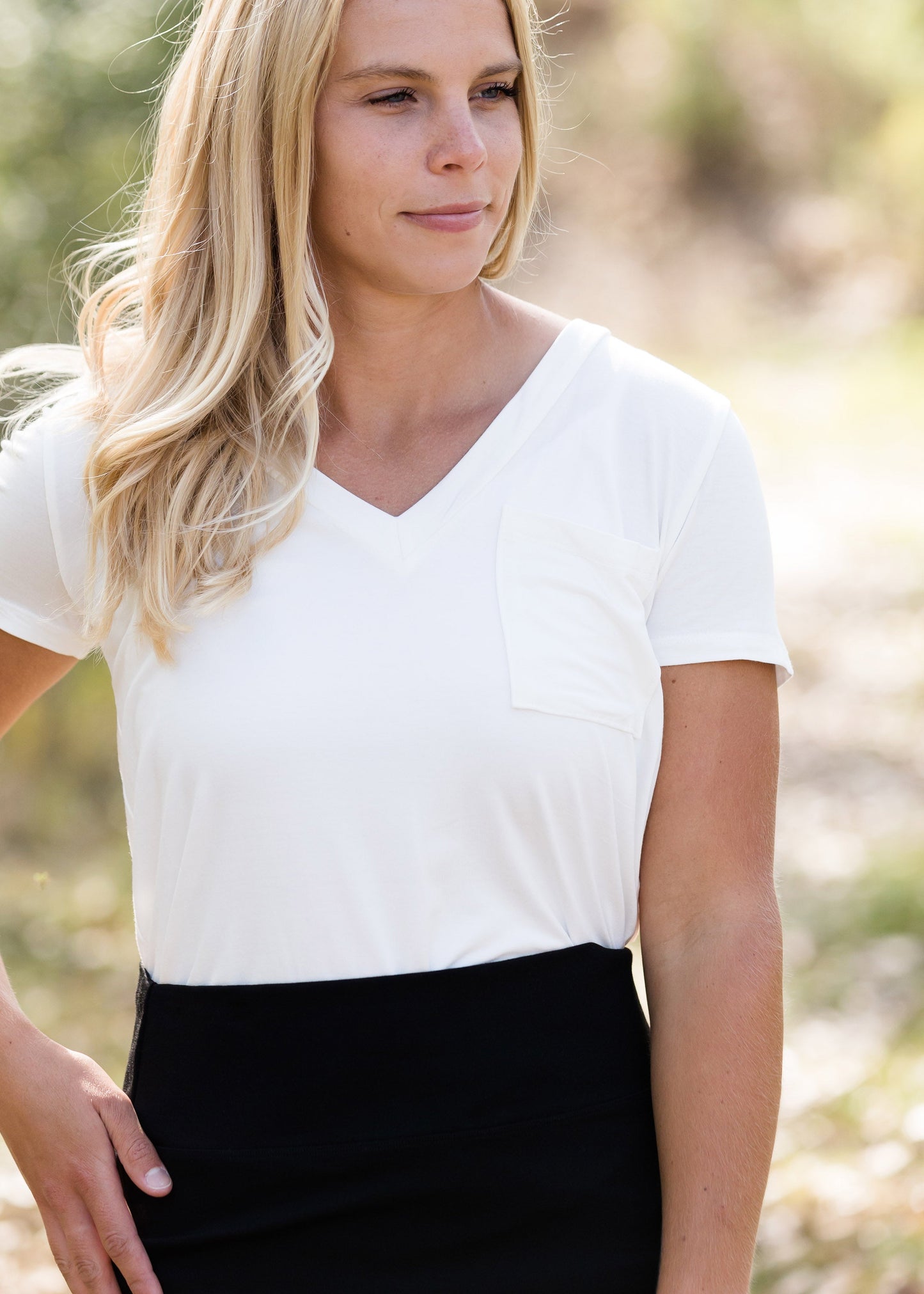 Bamboo V-Neck Pocket Tee - FINAL SALE Tops