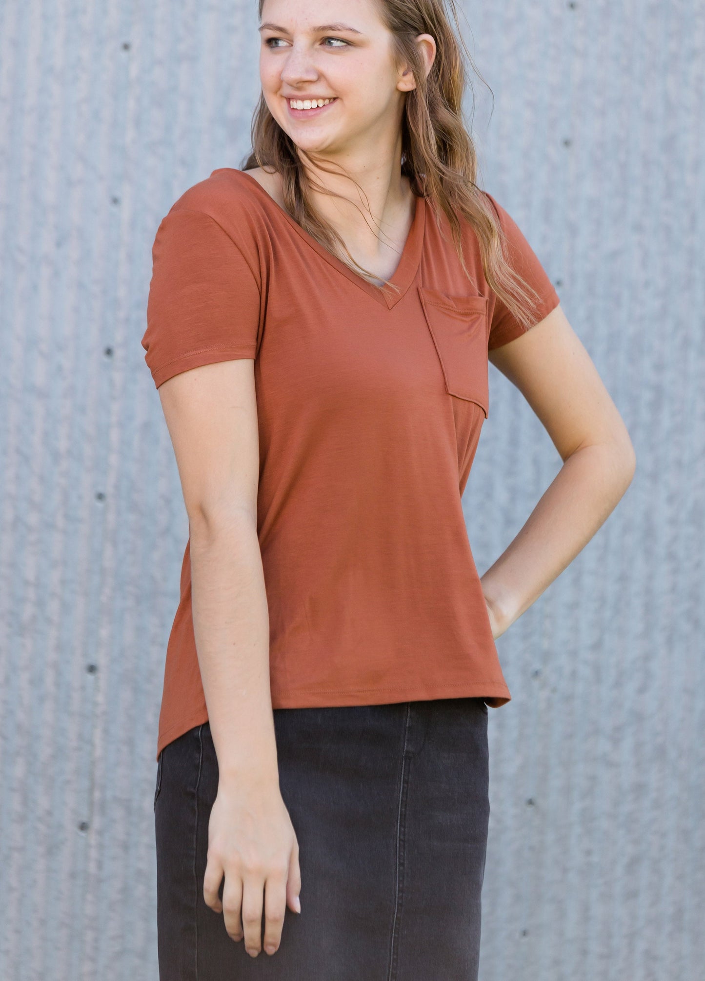 Bamboo V-Neck Pocket Tee - FINAL SALE Tops