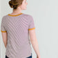 Burgandy, cream and mustard short sleeve striped tee