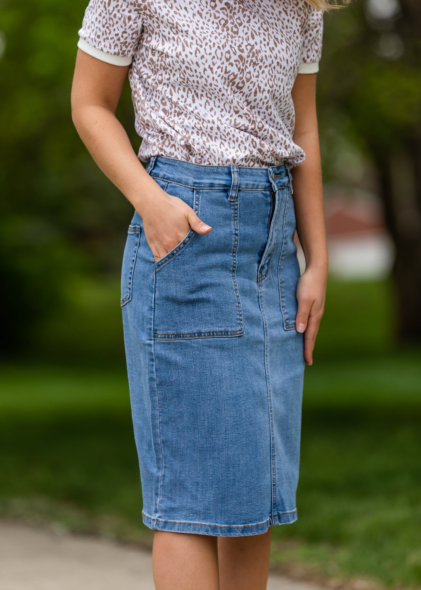 Basic Patch Pocket Denim Jean Skirt - FINAL SALE Skirts