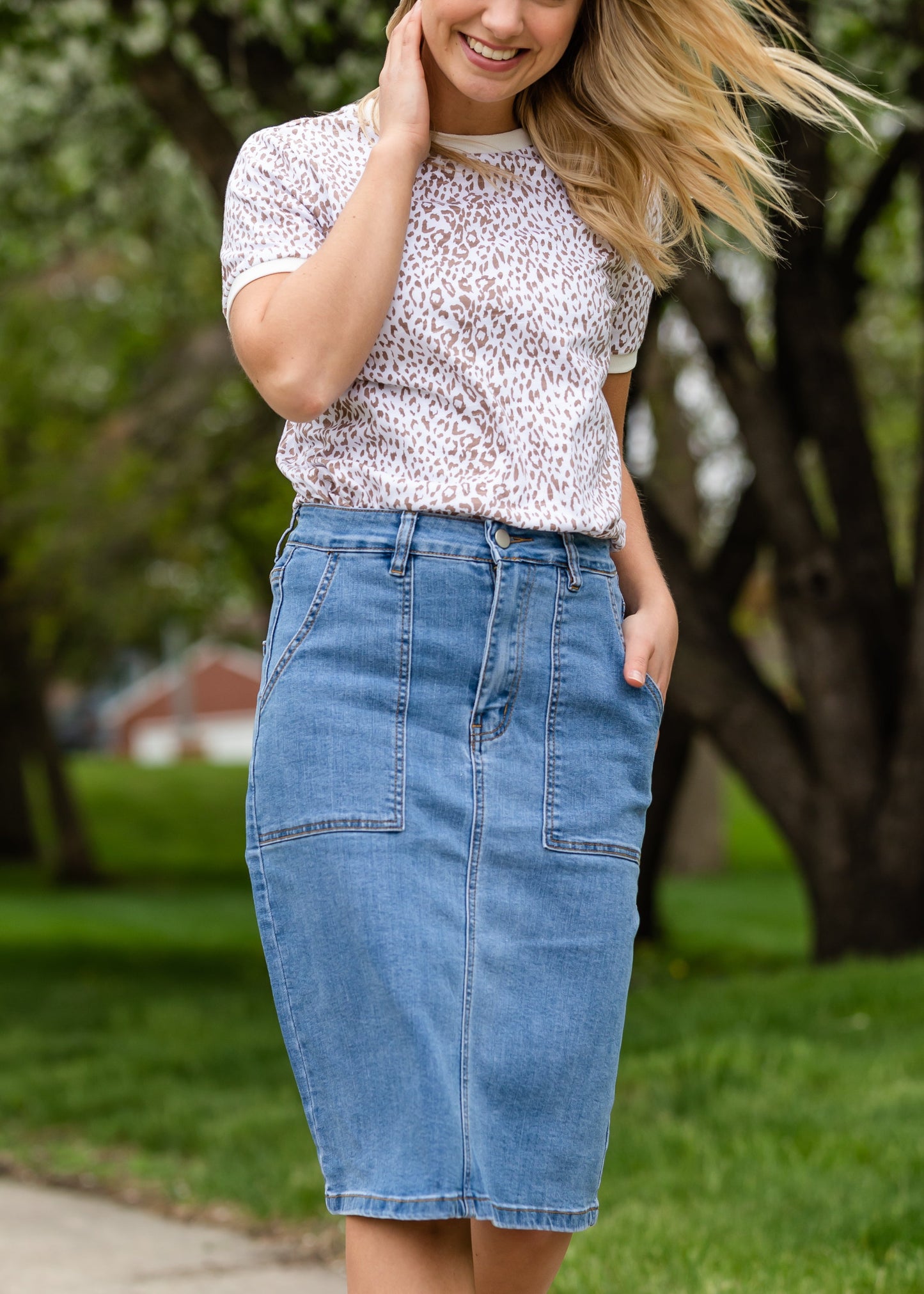 Basic Patch Pocket Denim Jean Skirt - FINAL SALE Skirts