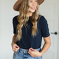 Basic Short Sleeve Navy Crew Neck Tee Shirt