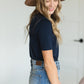 Basic Short Sleeve Navy Crew Neck Tee Shirt