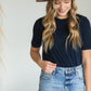 Basic Short Sleeve Navy Crew Neck Tee Shirt