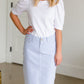 Bay Seersucker Light Blue Striped Midi Skirt - FINAL SALE Skirts